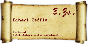 Bihari Zsófia névjegykártya